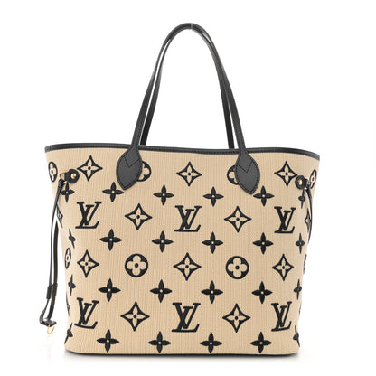 Louis Vuitton Cotton Monogram Embroidered Neverfull MM Beige Black 1 of 10