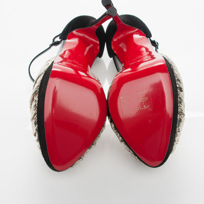 Christian Louboutin Lame Patent Veau Velours Marchavekel 150 Platform Sandals 39 Platine 5 of 7