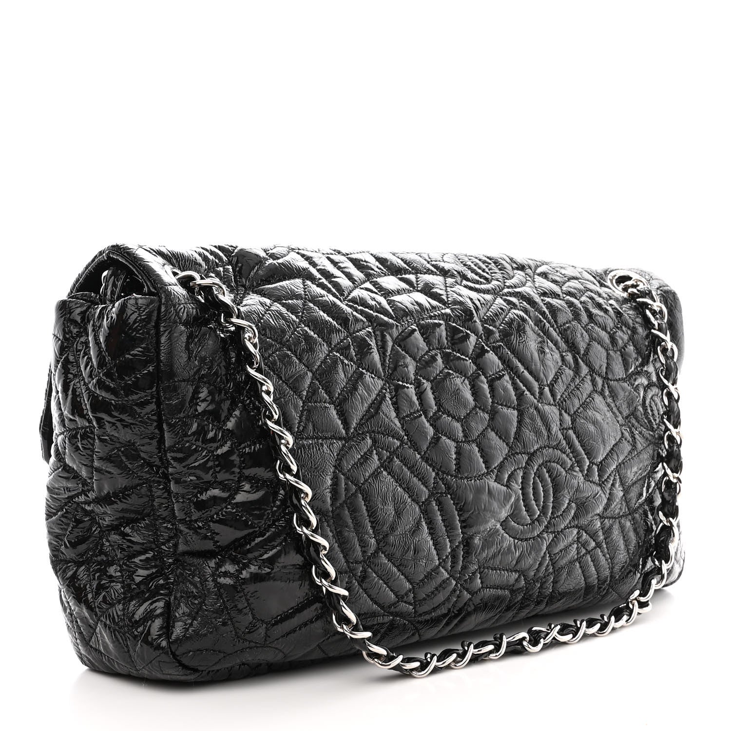 Chanel Vinyl Graphic Edge Flap Black 3 of 11