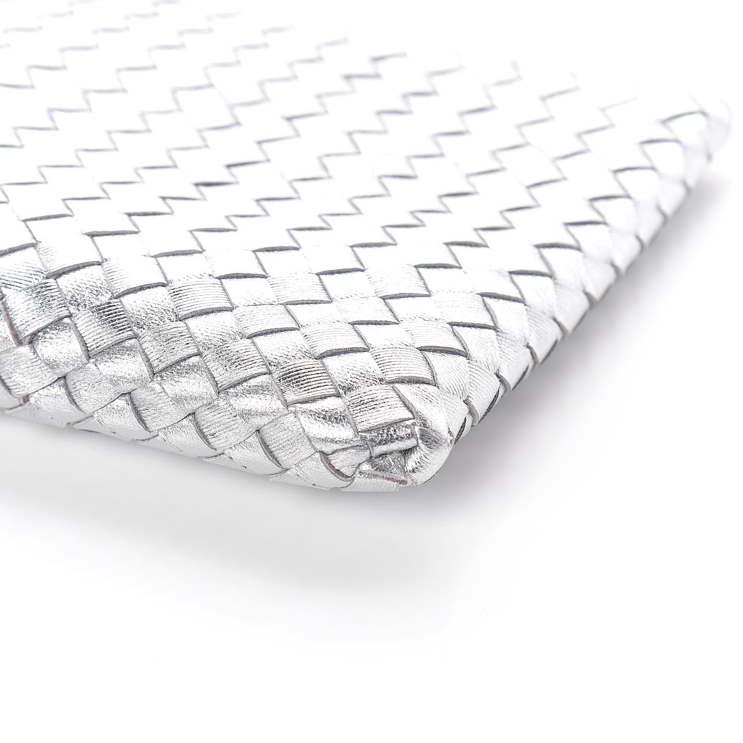 Bottega Veneta Metallic Grosgrain Intrecciato Biletto Silver 6 of 8