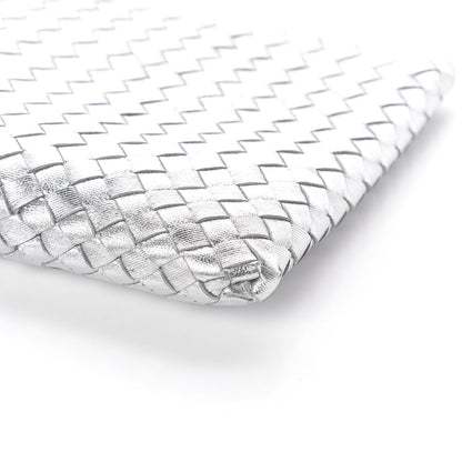 Bottega Veneta Metallic Grosgrain Intrecciato Biletto Silver 6 of 8