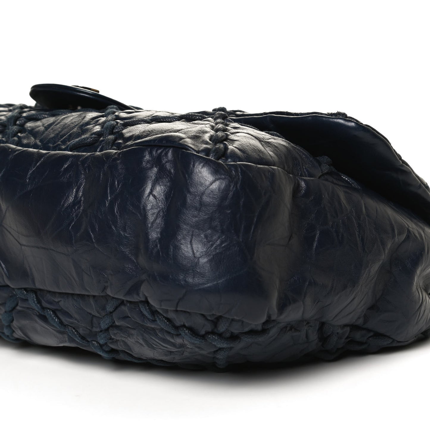 Calfskin Ultra Stitch Oversize Flap Navy