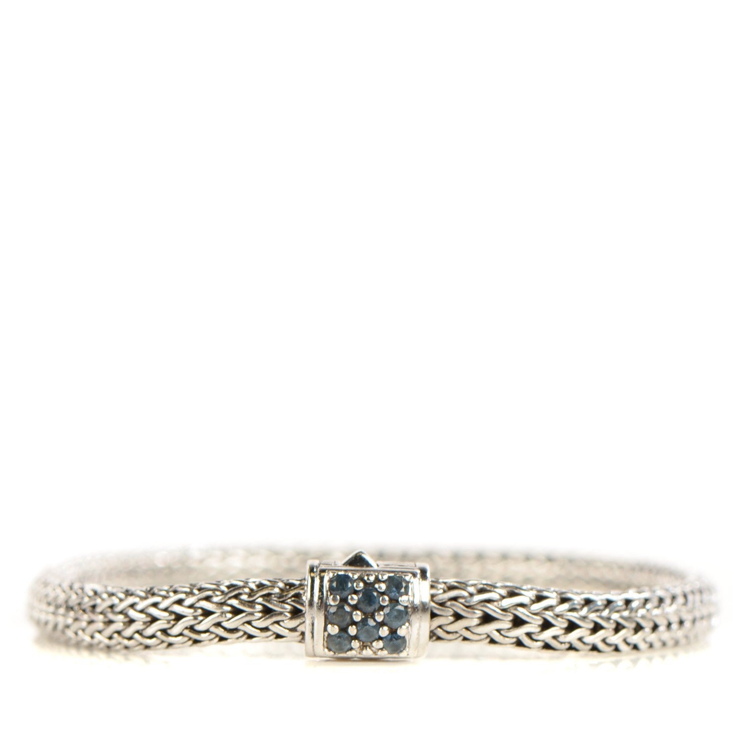 John Hardy Sterling Silver Blue Sapphire Extra Small Classic Chain Clasp Bracelet M 1 of 5