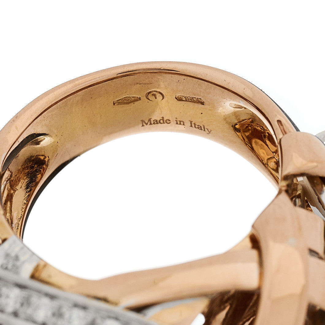 Damiani 18K Rose White Gold Diamond Chignon Ring 55 7.25 5 of 5