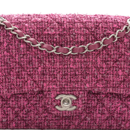 Chanel Metallic Tweed Quilted Medium Double Flap Pink 8 of 13