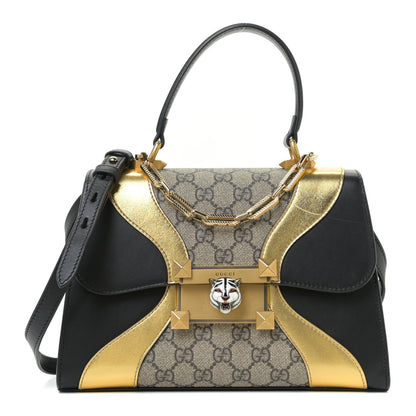 Gucci GG Supreme Monogram Small Osiride Top Handle Bag Black Gold 1 of 25