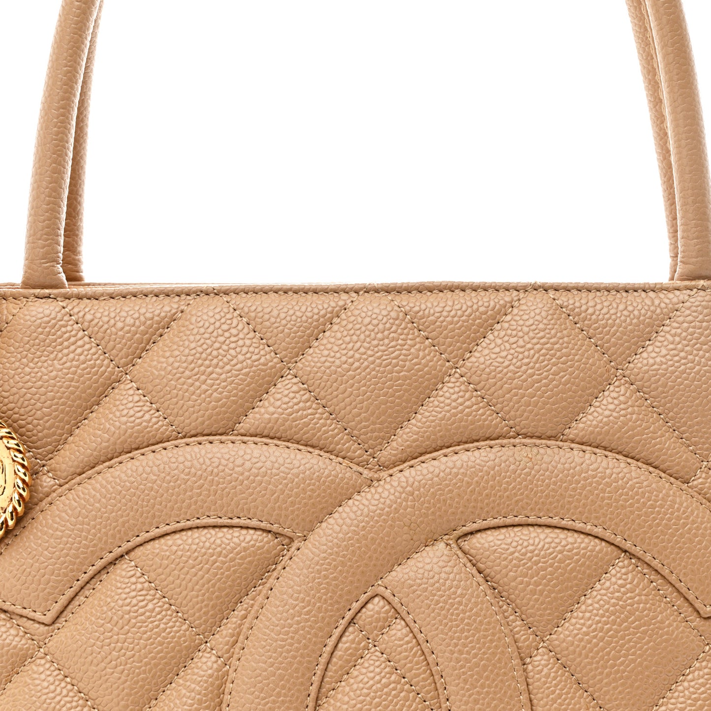 Caviar Quilted Medallion Tote Beige
