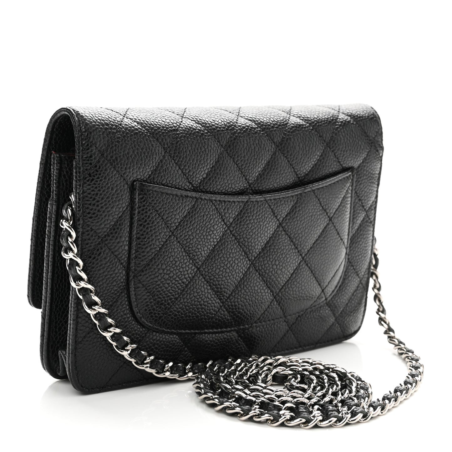 Caviar Quilted Wallet on Chain WOC Black