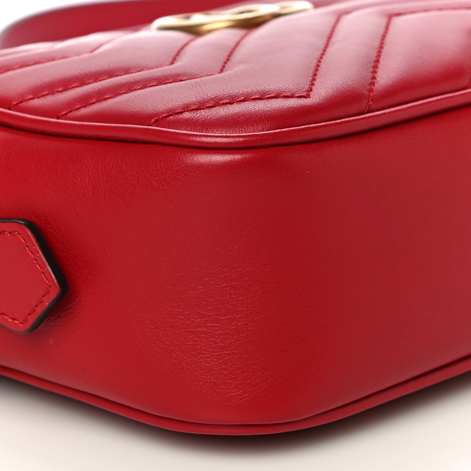 Gucci Calfskin Matelasse Mini GG Marmont Chain Shoulder Bag Hibiscus Red 10 of 11