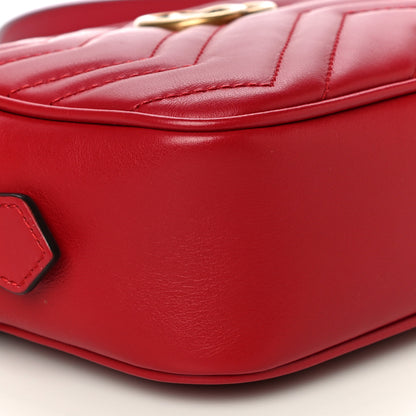 Gucci Calfskin Matelasse Mini GG Marmont Chain Shoulder Bag Hibiscus Red 10 of 11