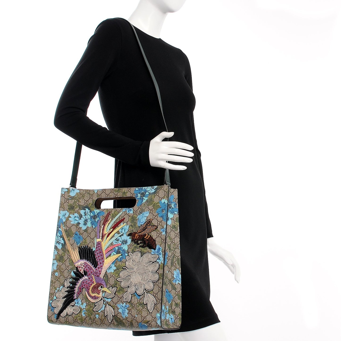 GG Supreme Monogram Blooms Embroidered Medium XL Tote