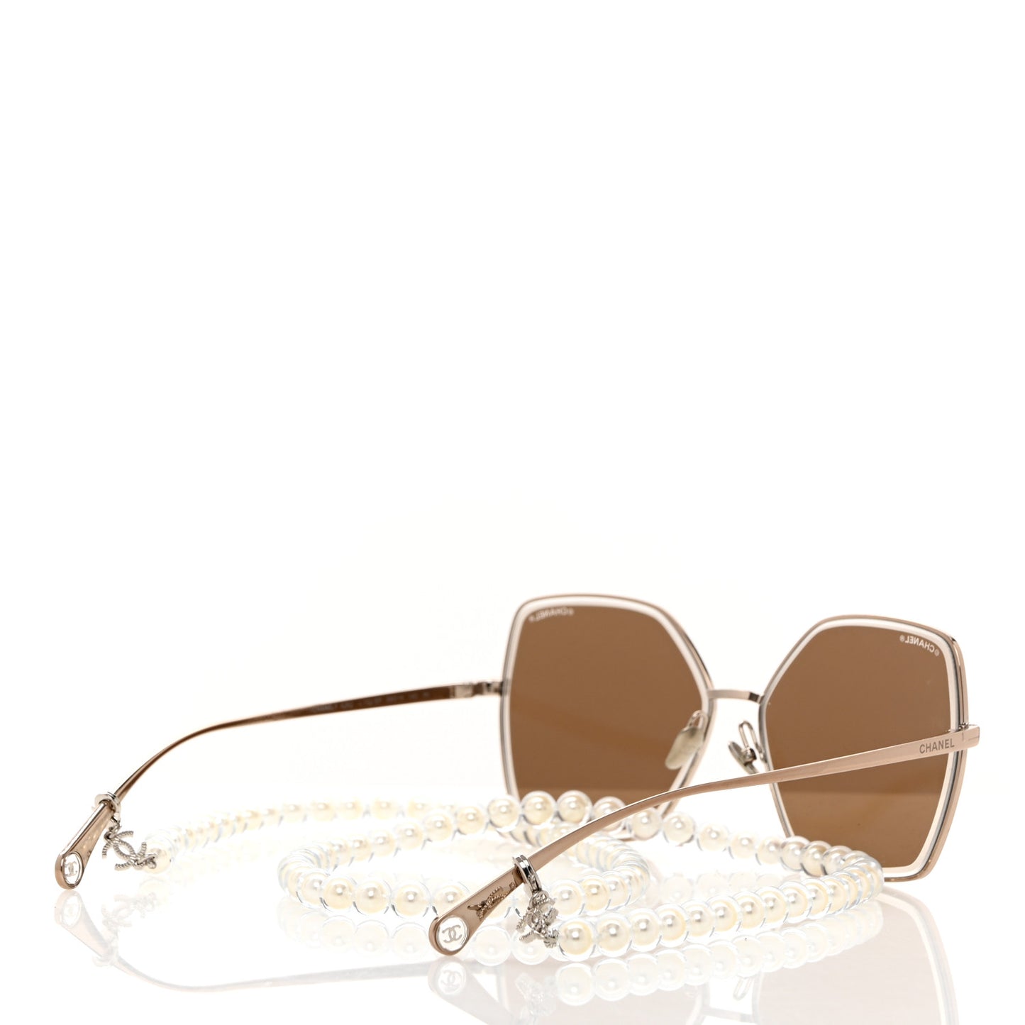 Butterfly Removable Pearl Chain Sunglasses 4262 Brown