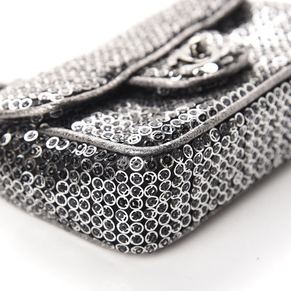 Chanel Sequin Micro Flap Dark Silver 6 of 12
