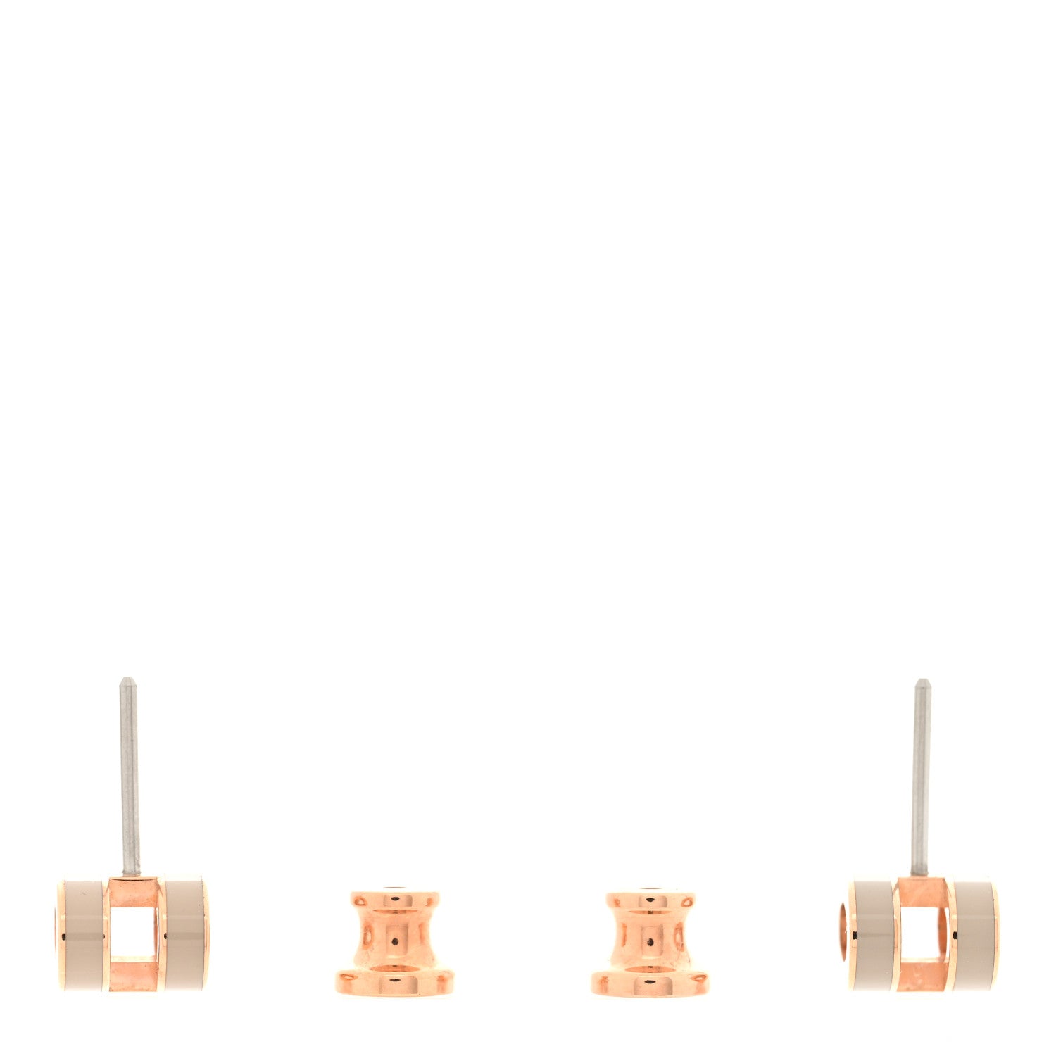 Hermes Rose Gold Lacquered Mini Pop H Earrings Marron Glace 3 of 4