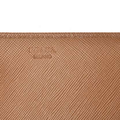 Prada Saffiano Continental Flap Wallet Caramel 6 of 12