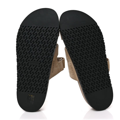 Hermes Suede Goatskin Womens Chypre Sandals 41 Beige Argile 5 of 10