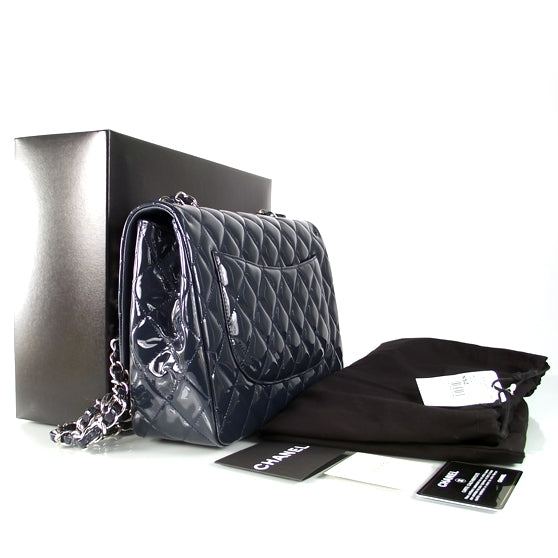 Chanel Patent Jumbo Flap Navy 3 of 8