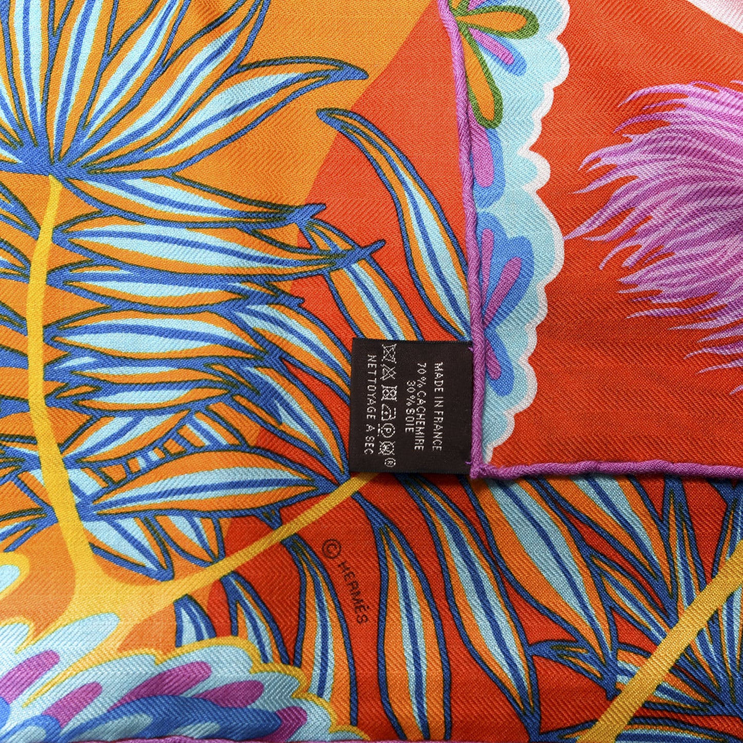 Cashmere Silk The Three Graces Shawl 140 Orange Turquoise Vert
