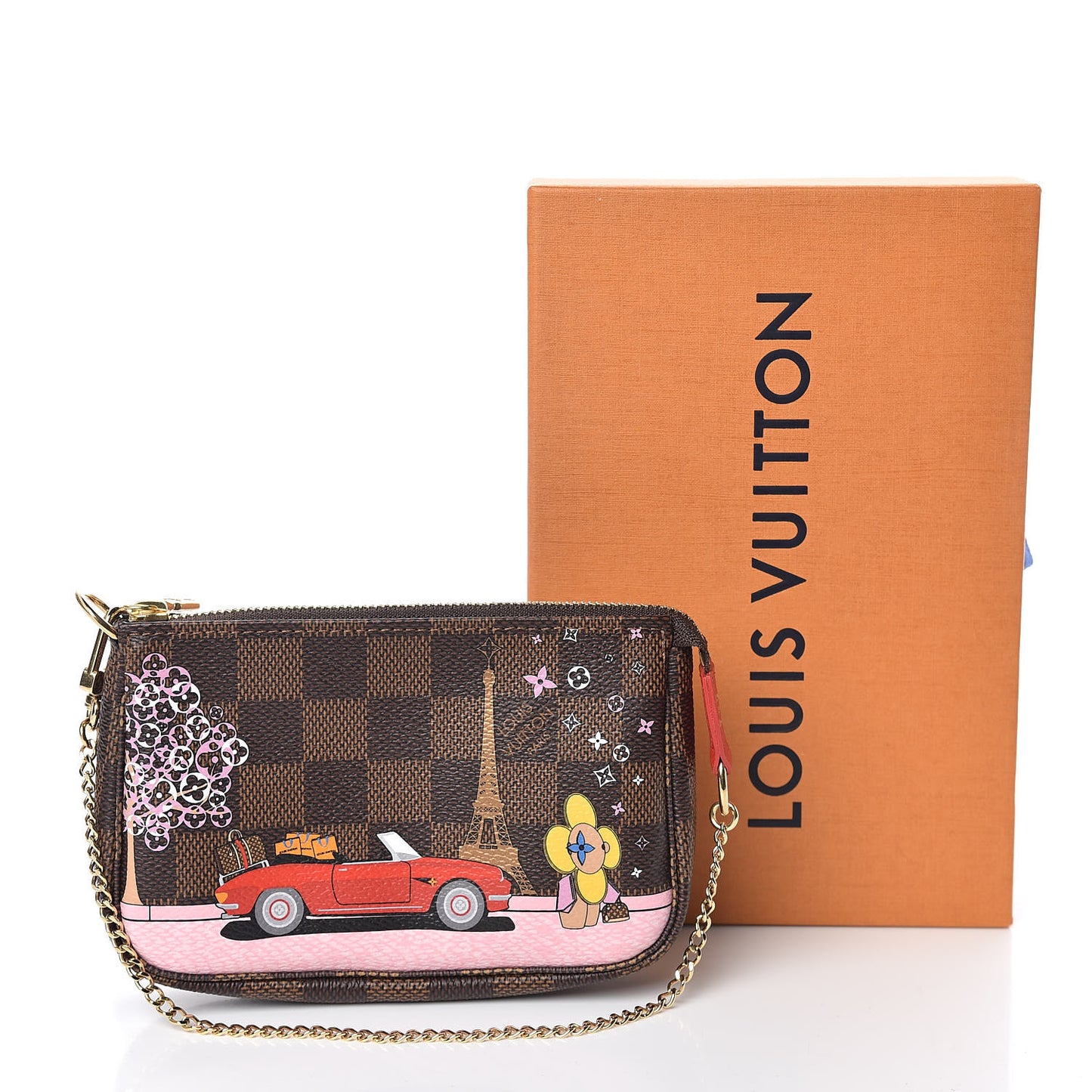 Damier Ebene 2019 Christmas Animation Mini Pochette Accessories Red