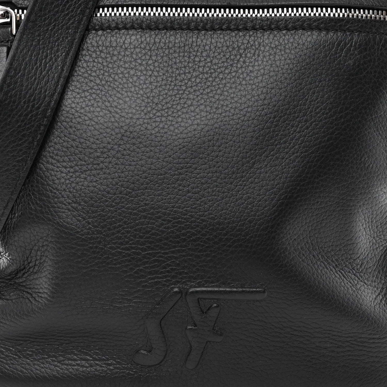 Salvatore Ferragamo Grained Calfskin Logo Shoulder Bag Black 8 of 10
