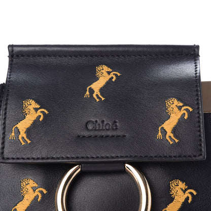 Chloe Smooth Calfskin Little Horses Embroidered Mini Faye Bracelet Bag Black 7 of 9