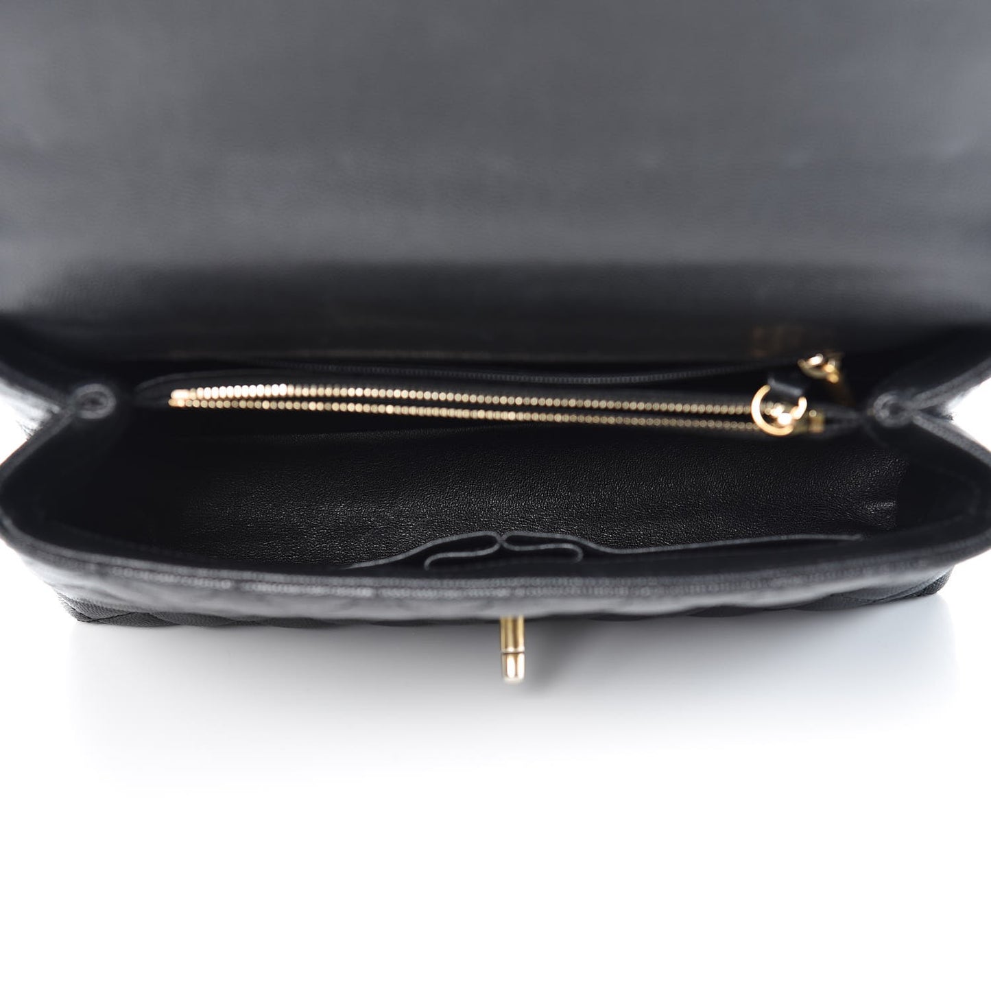 Caviar Lizard Quilted Small Coco Handle Flap Black