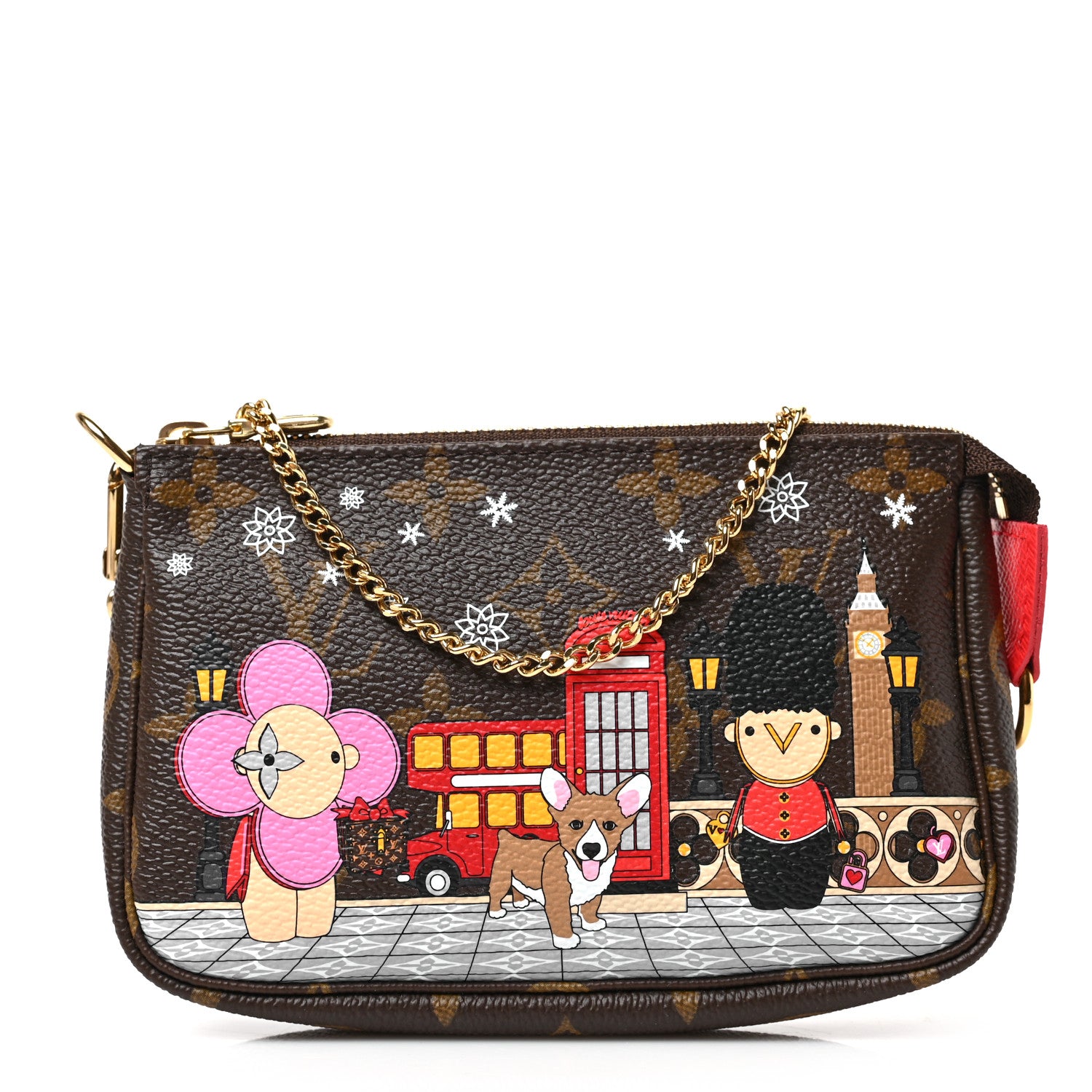 Louis Vuitton Monogram 2021 Christmas Animation London Mini Pochette Accessories Red 1 of 7