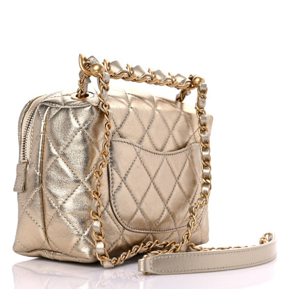 Chanel Metallic Lambskin Quilted Mini Bowling Bag Gold 4 of 11