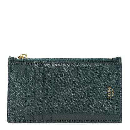 Celine Grained Calfskin Zipped Card Holder Amazone 1 of 8