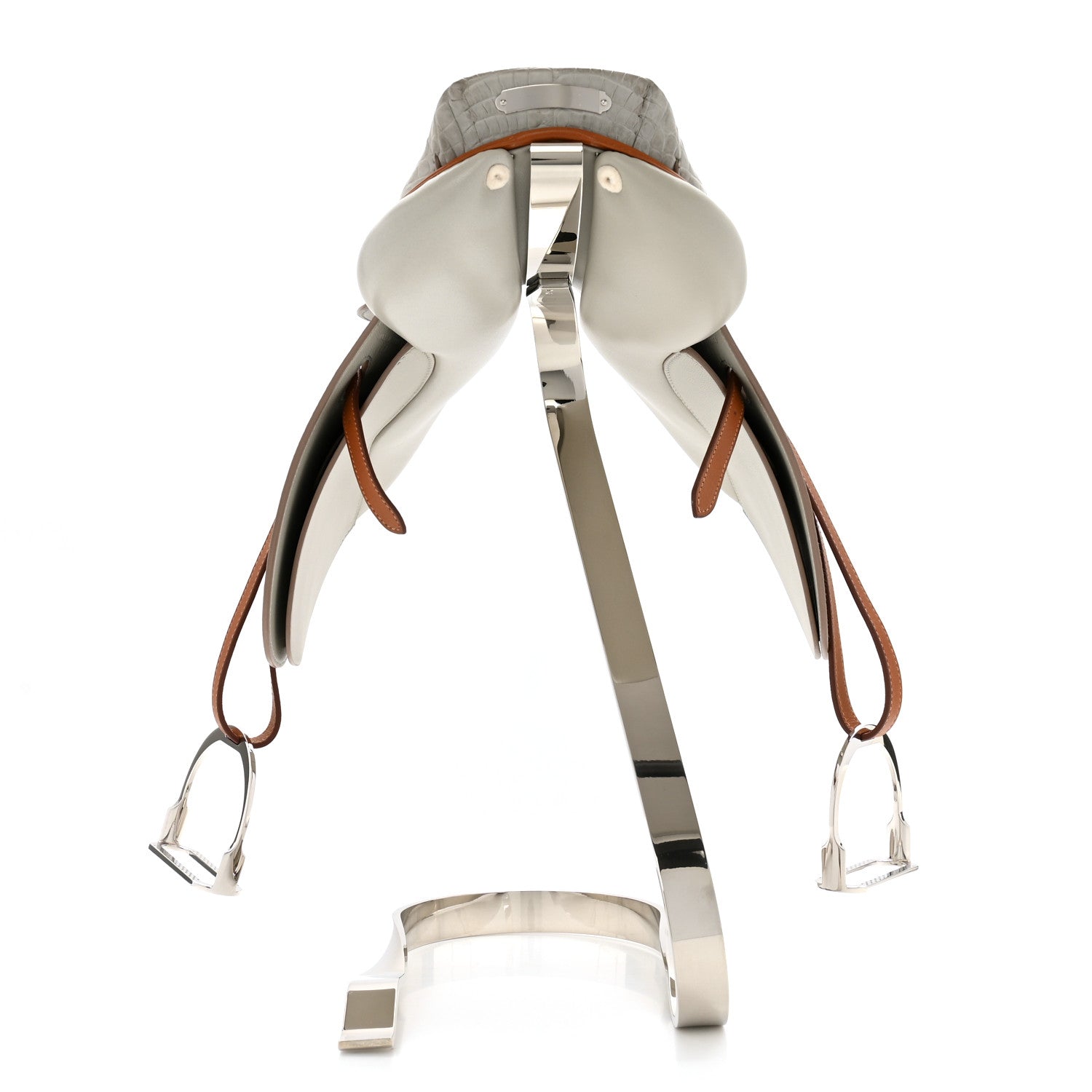 Hermes Matte Alligator Mini Steinkraus Saddle GRIS PERLE FAUVE 4 of 13
