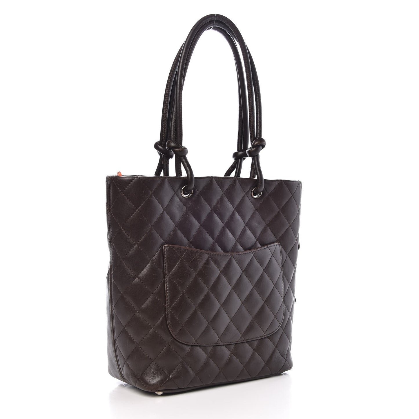 Calfskin Quilted Medium Cambon Tote Brown