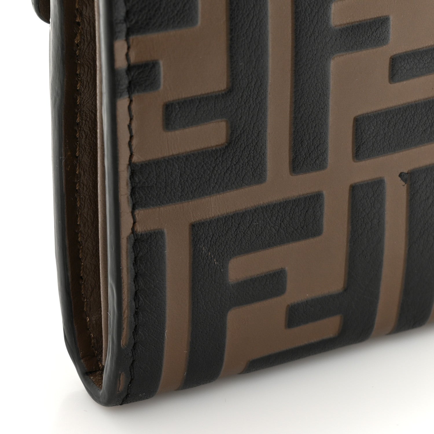 Fendi Vitello Soft F is Fendi Bi-Color FF 1974 Embossed Continental Envelope Wallet Maya Black 15 of 16