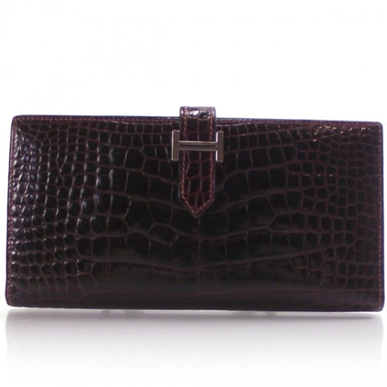 Crocodile Bearn Bi-Fold Wallet Brown