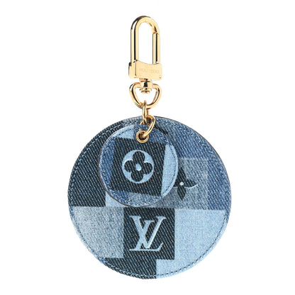 Louis Vuitton Denim Damier Monogram Patchwork Bag Charm Key Holder 1 of 5