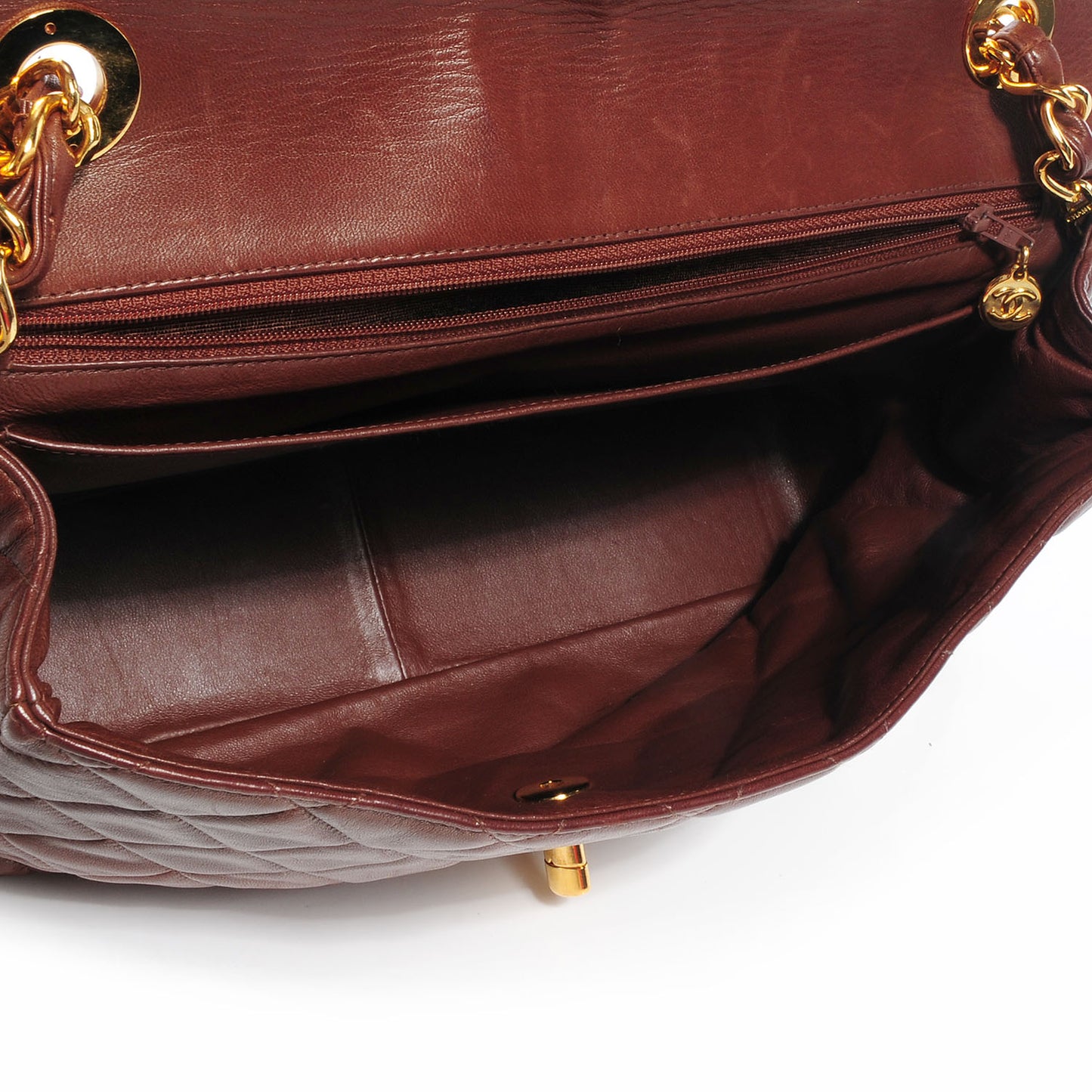 Lambskin Jumbo Flap Brown