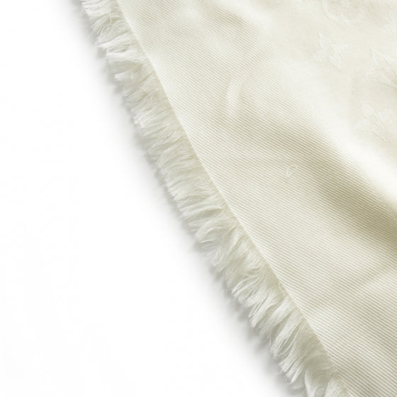 Silk Wool Monogram Shawl White