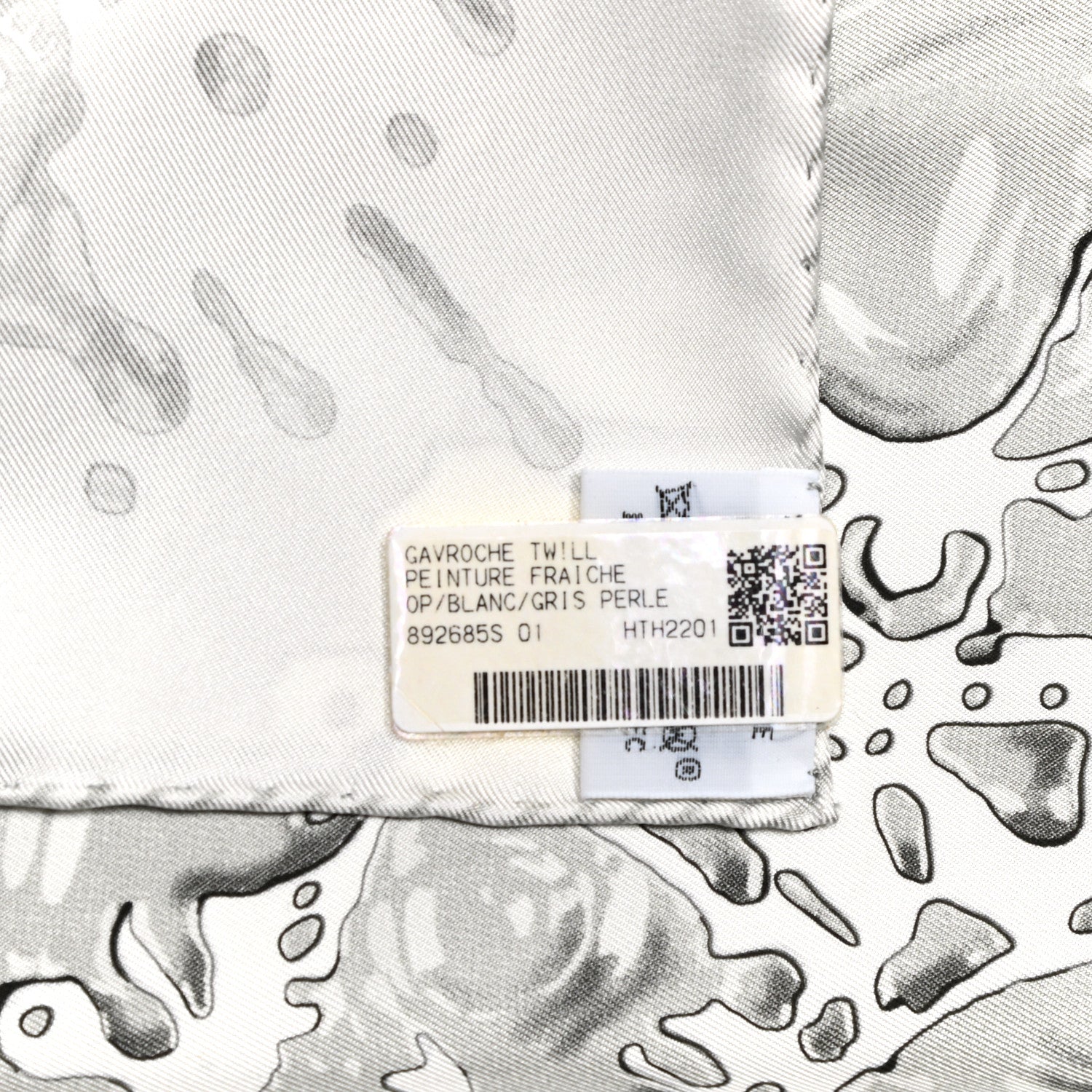 Hermes Silk Peinture Fraiche Pocket Square White Gris Perle 5 of 5