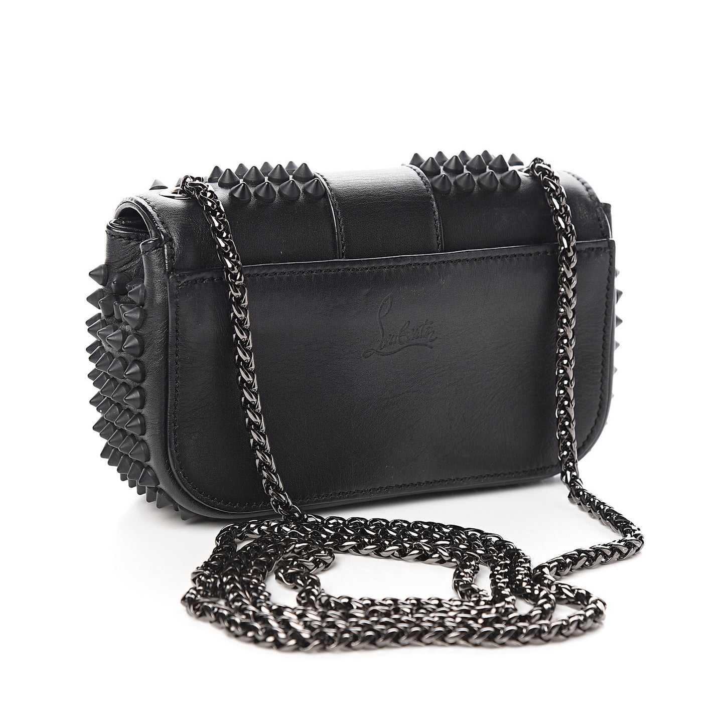 Calfskin Spikes Sweety Charity Crossbody Bag Black