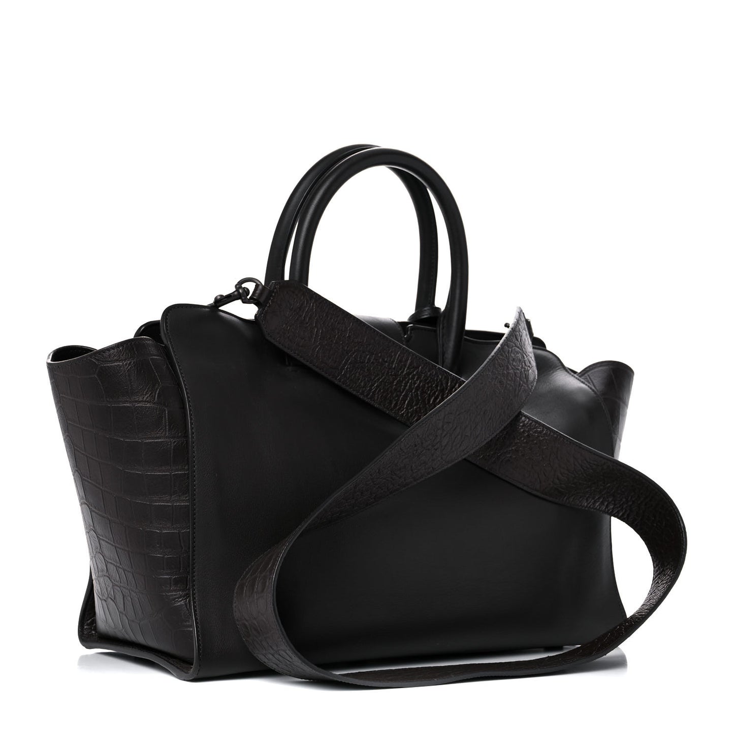 Calfskin Crocodile Embossed Small Monogram Downtown Cabas Earth