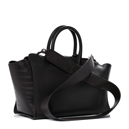 Saint Laurent Calfskin Crocodile Embossed Small Monogram Downtown Cabas Earth 2 of 20