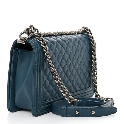 Chanel Lambskin Quilted New Medium Boy Flap Dark Blue 3 of 11
