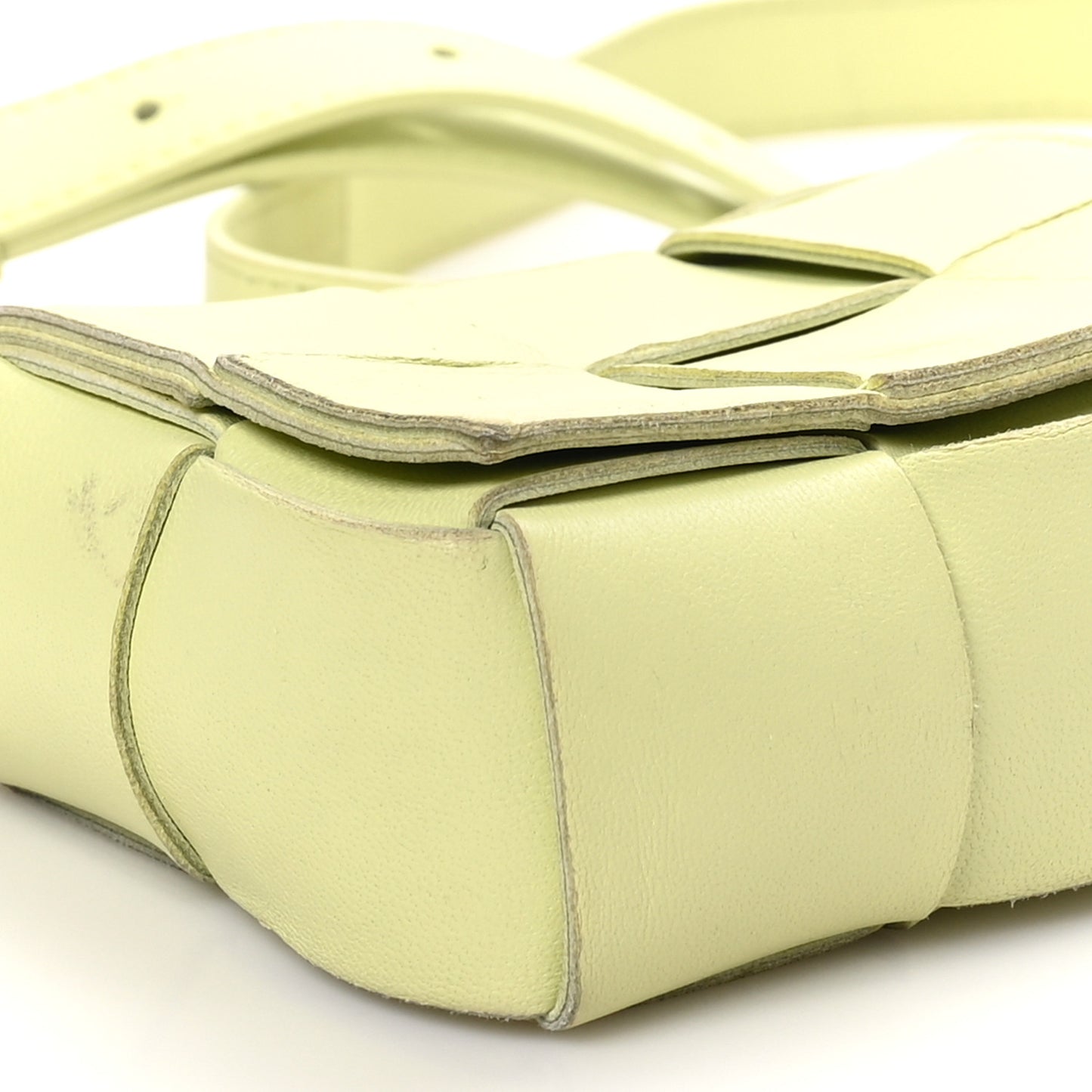 Lambskin Maxi Intrecciato Extra Mini Cassette Crossbody Bag Lemon Washed