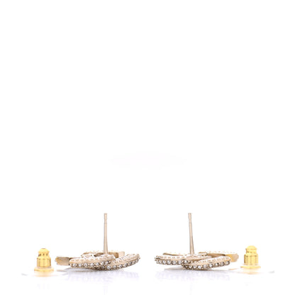 Chanel Crystal Timeless CC Earrings Light Gold 3 of 4