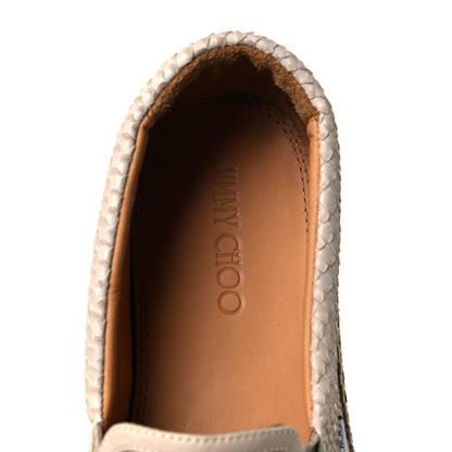Jimmy Choo Calfskin Snake Embossed Mens Espadrilles 43 Beige 7 of 9