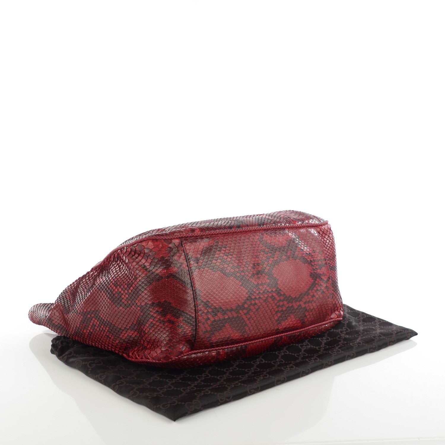 Gucci Python Large Hip Bamboo Shoulder Bag Raspberry 4 of 7