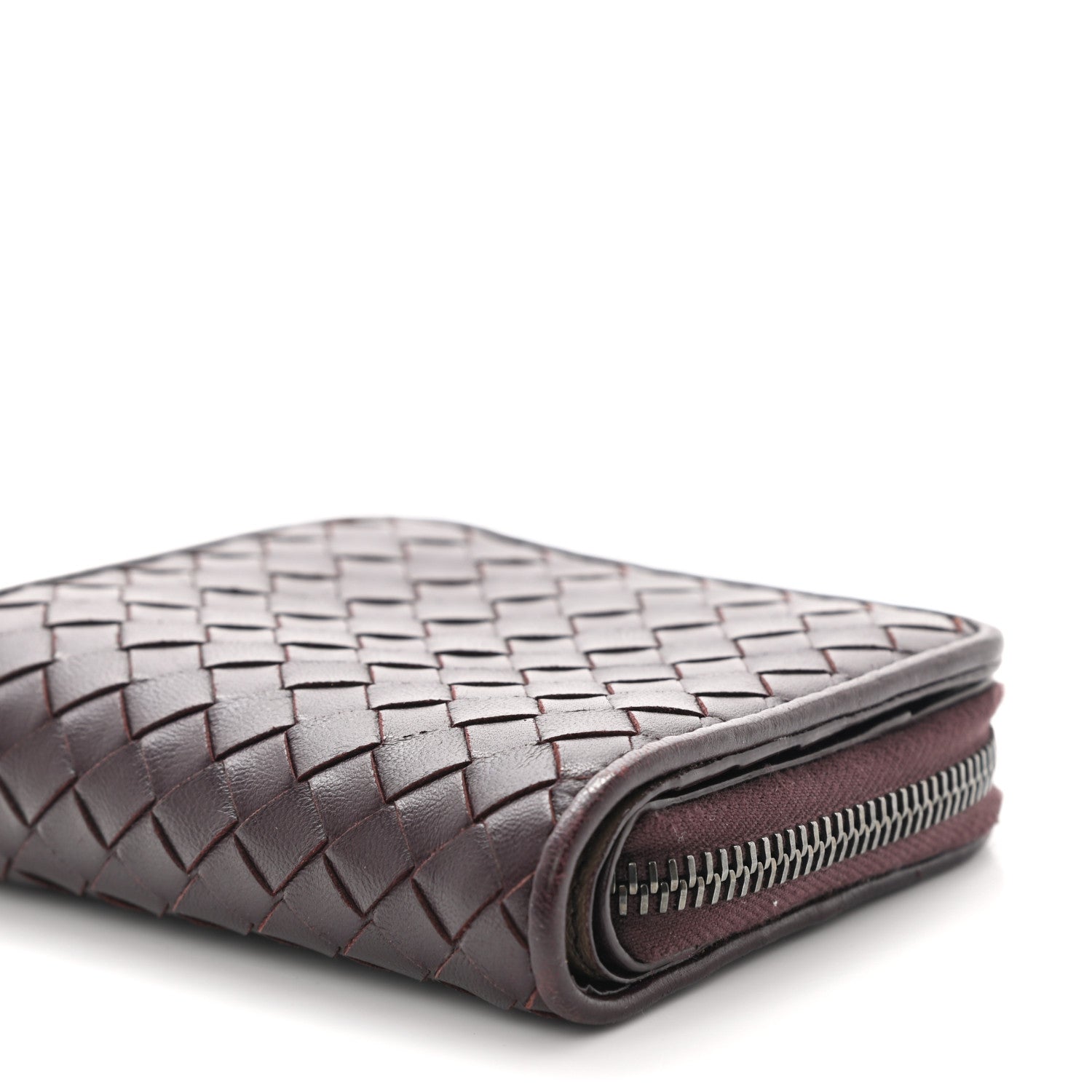 Bottega Veneta Nappa Intrecciato Zip Around Coin Purse Aubergine 9 of 9