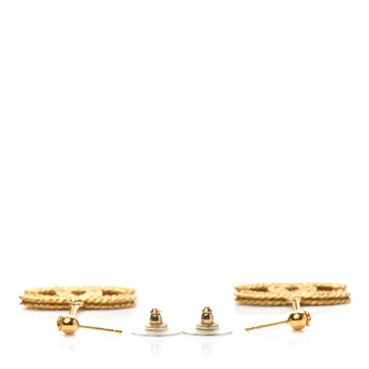 Chanel CC Drop Earrings Matte Gold 3 of 4