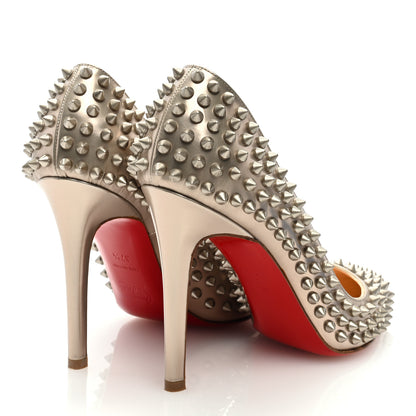 Christian Louboutin Metallic Calfskin Pigalle Spikes 100 Pumps 37.5 Beige Gold 4 of 8