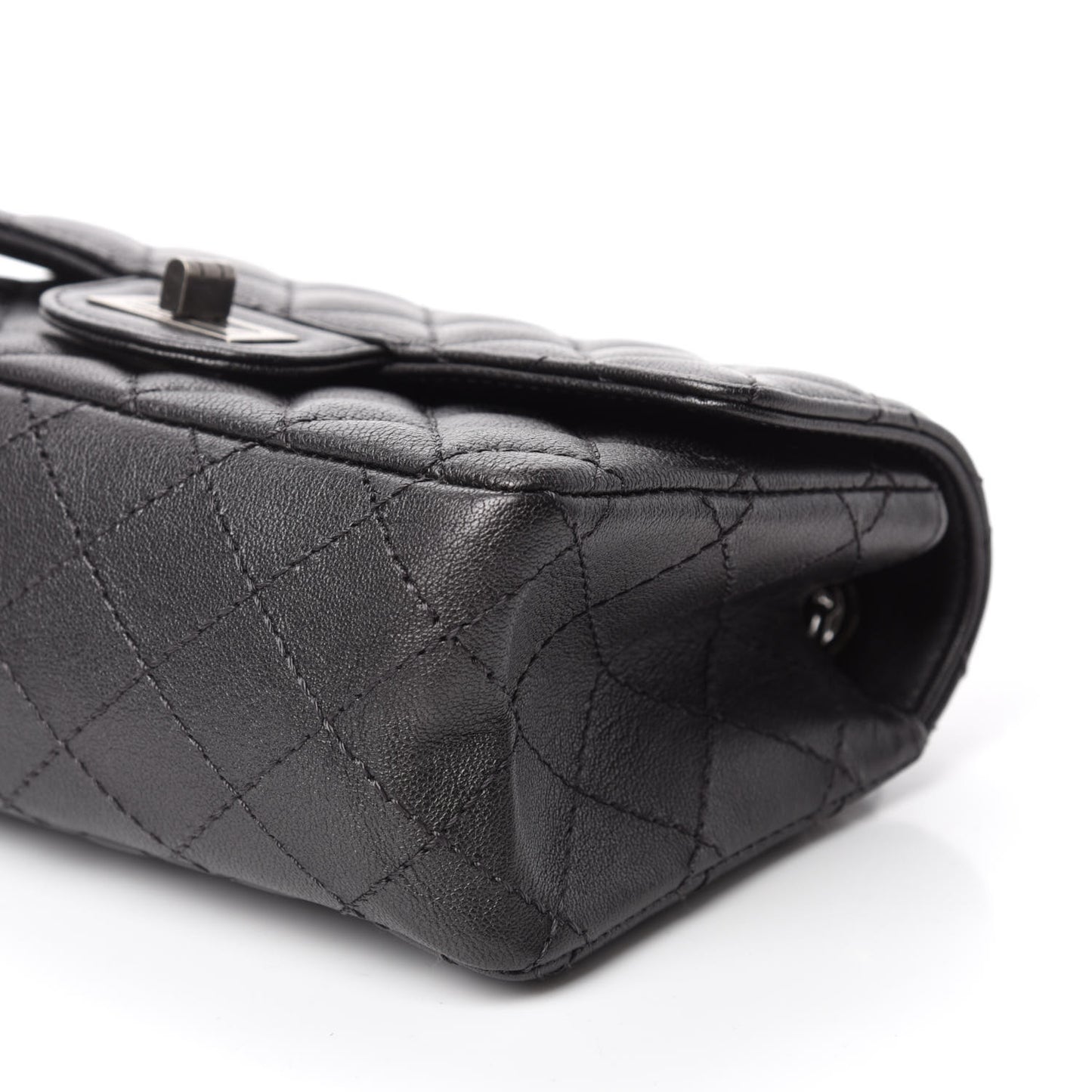 Goatskin Quilted 2.55 Reissue Mini Flap Dark Silver