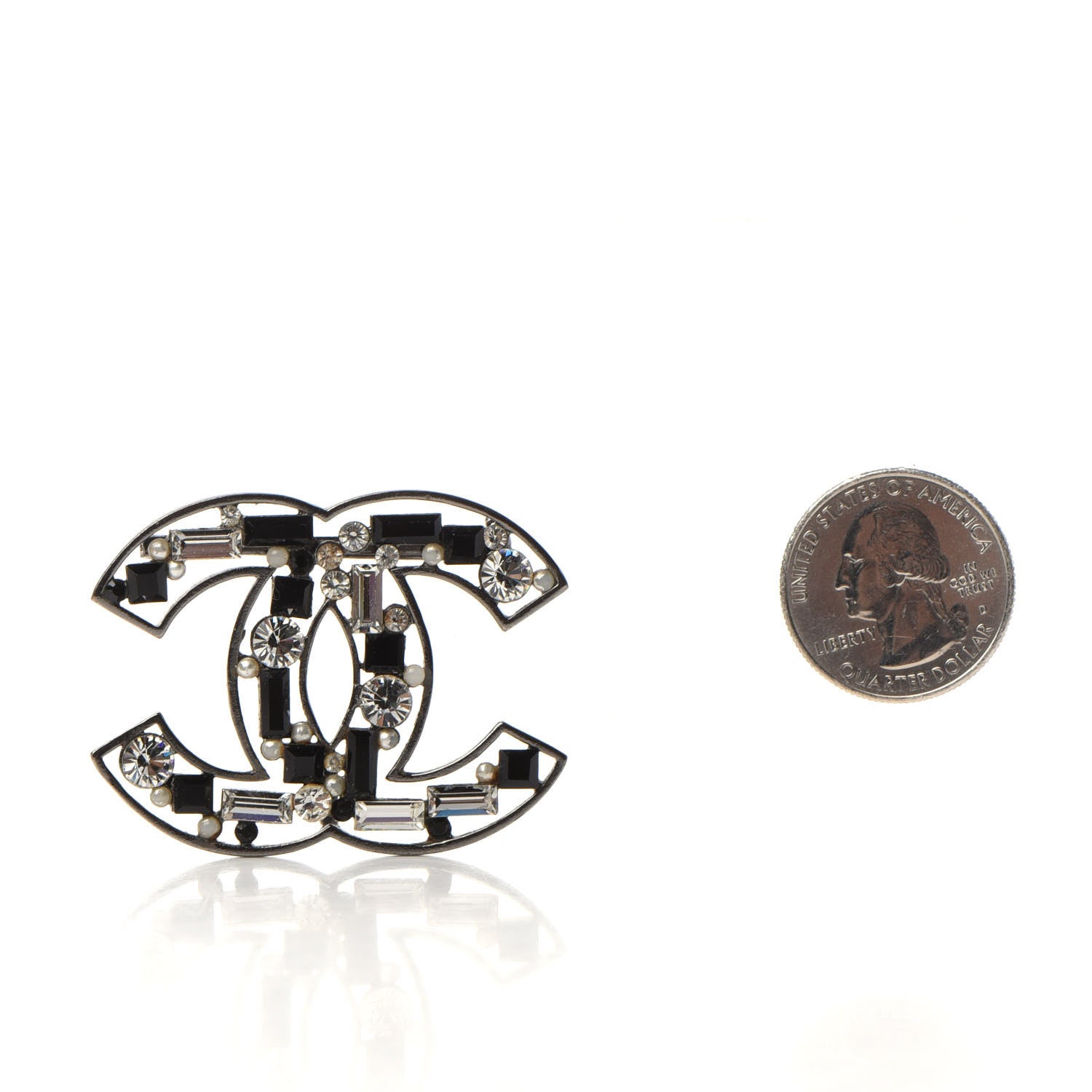 Chanel Ruthenium Pearl Crystal CC Brooch 3 of 5